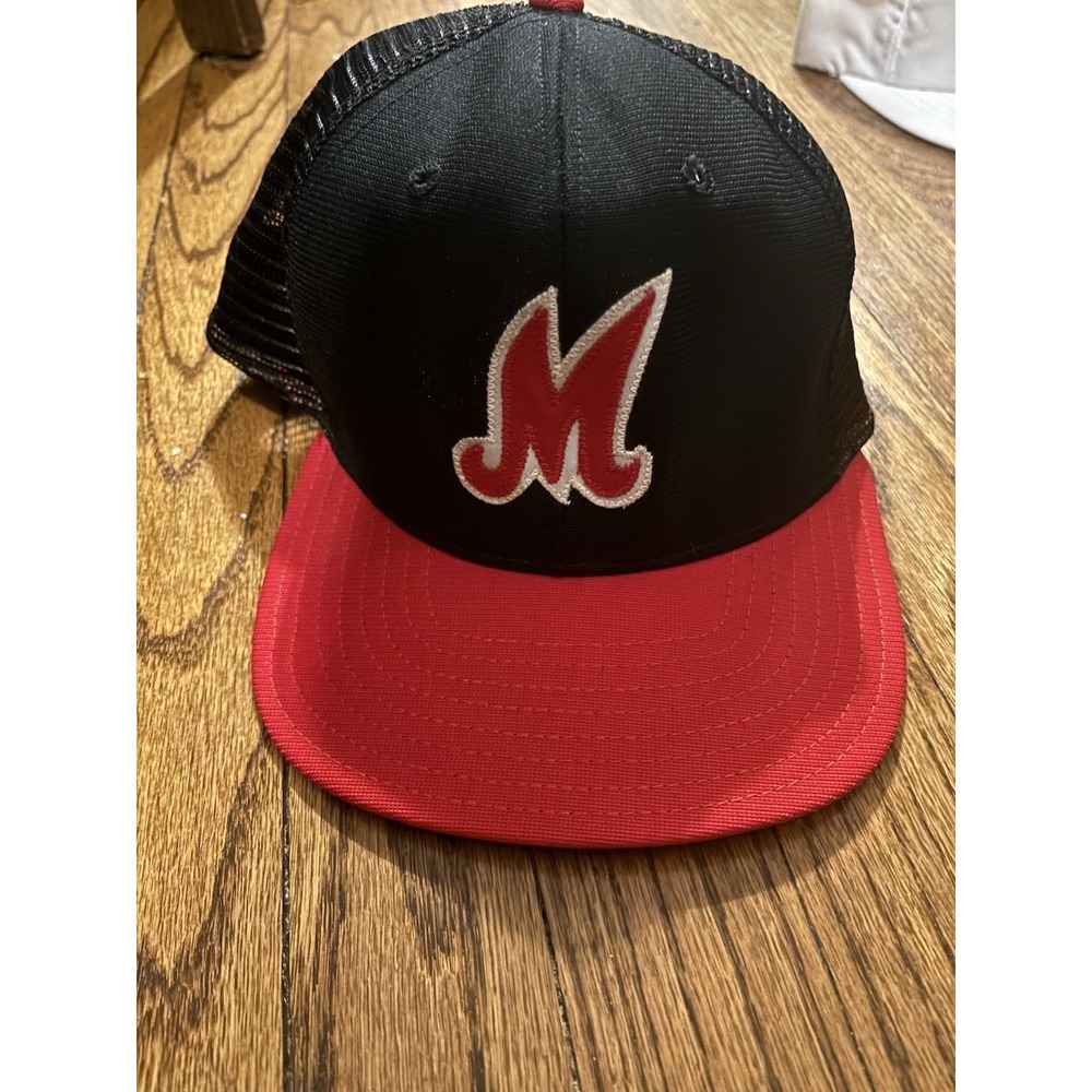 Vintage New Era Pro Model Trucker Hat Black Red Embroidered Snapback Made in USA - Picture 1 of 4